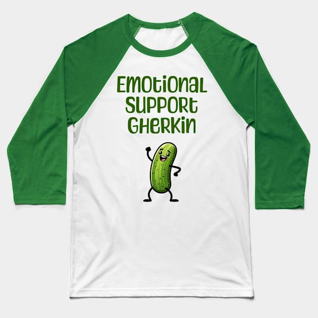 Emotional Support Gherkin, fun enthusiastic small pickle that cheers you on Baseball T-Shirt by Luxinda